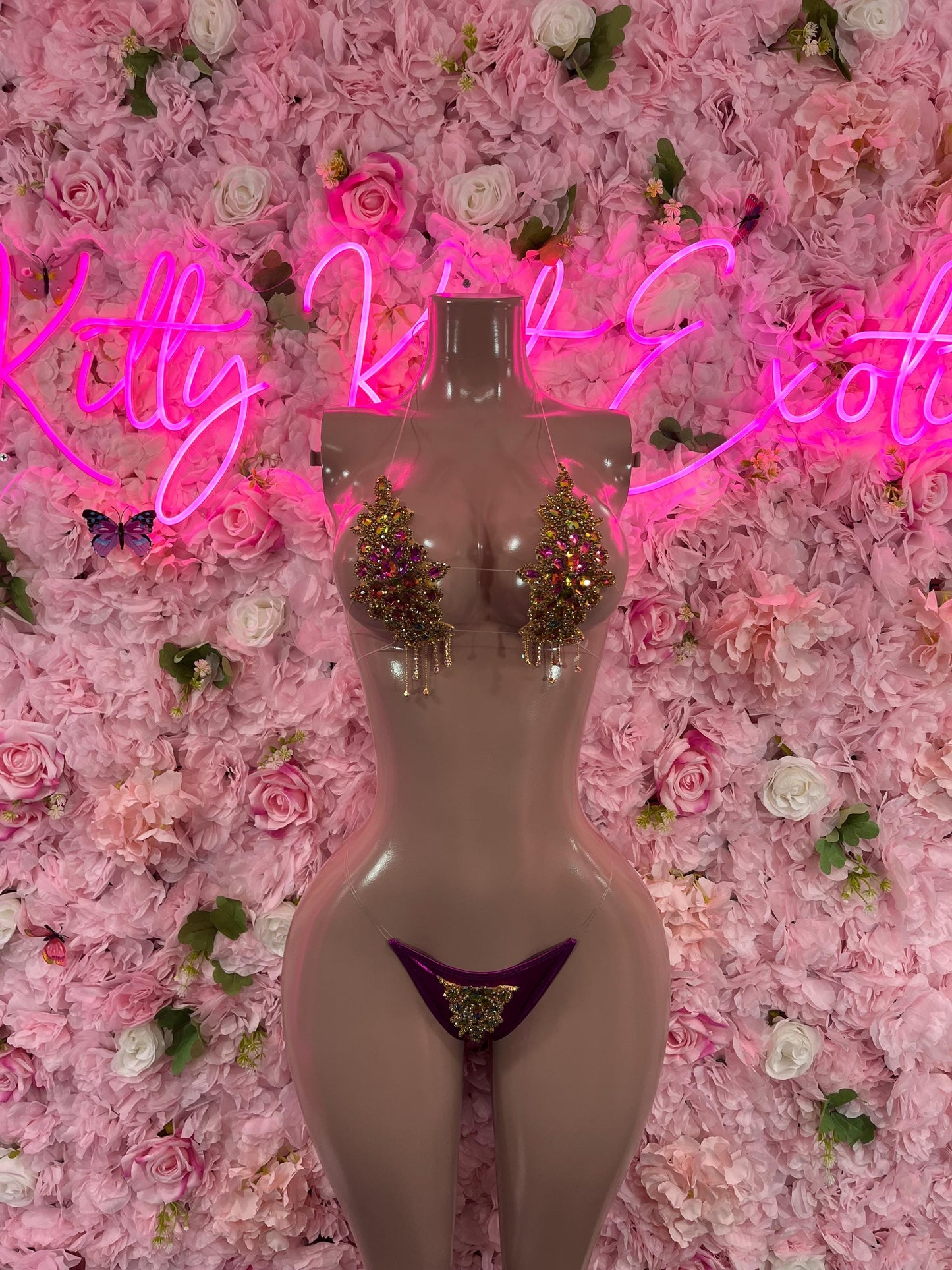 Two Piece Red Rhinestone Dancewear Festival Wear Exotic Ravewear