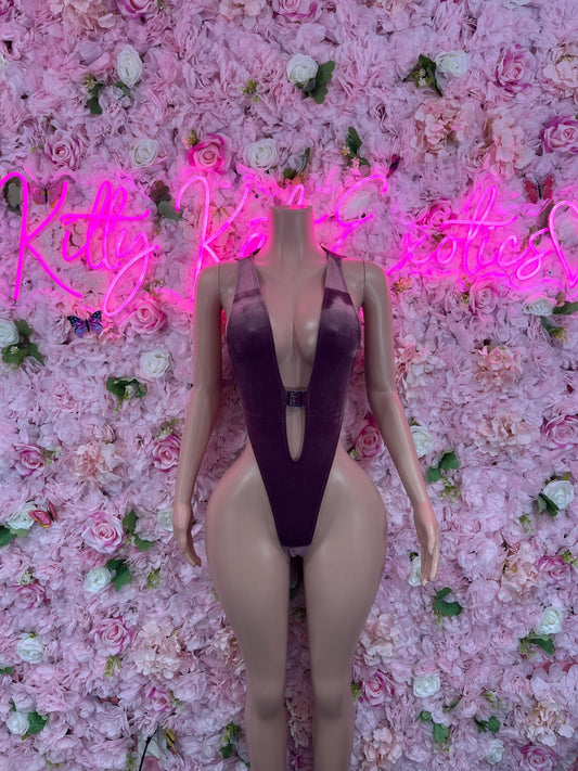 Exotic DancewearOne Piece Velvet Plum Dancewear Bottlegirl Outfit Clubwear