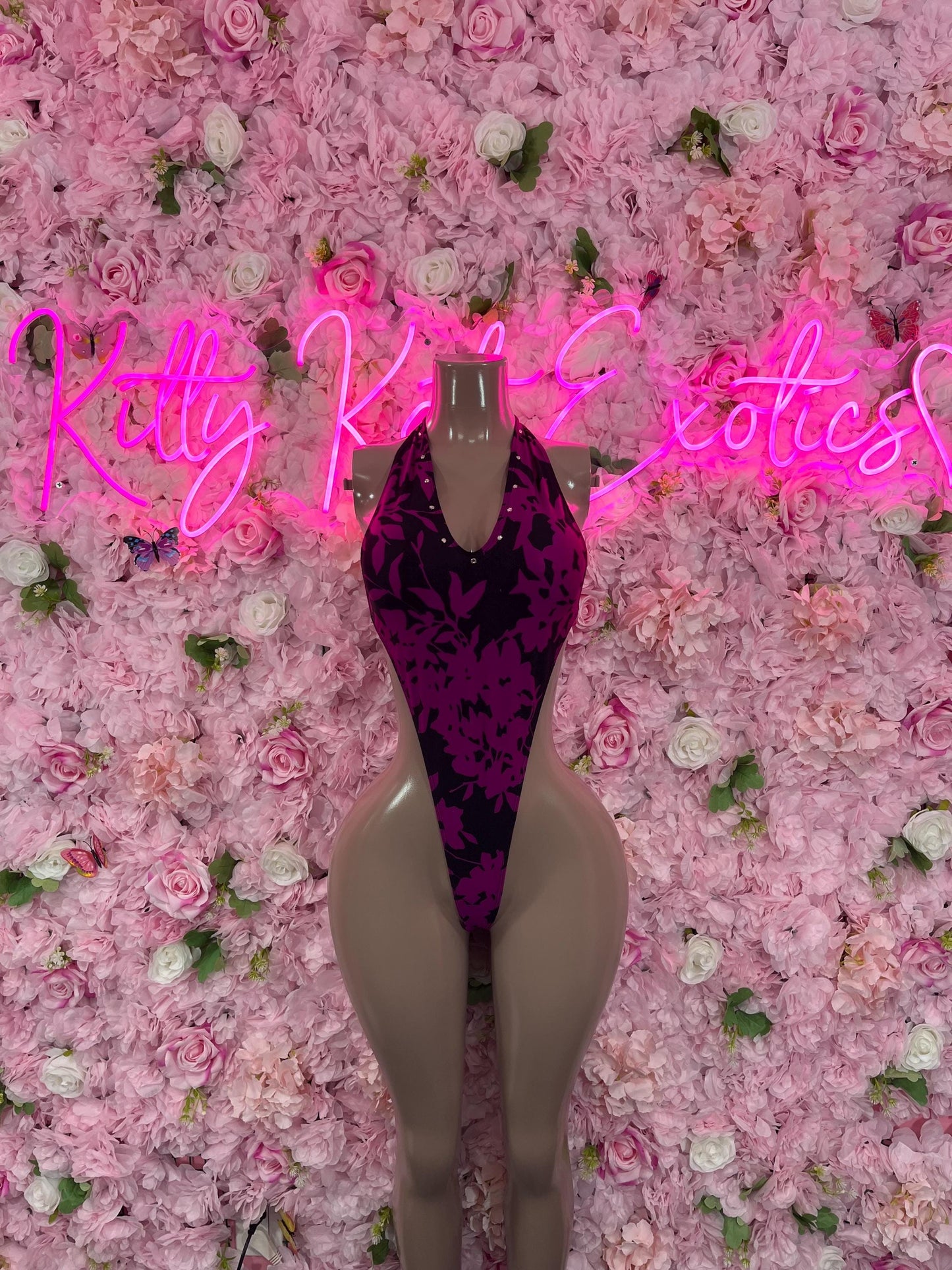 Exotic DancewearOne Piece Bodysuit  Purple Dancewear Bottlegirl Outfit Clubwear