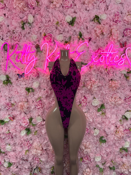 Exotic DancewearOne Piece Bodysuit  Purple Dancewear Bottlegirl Outfit Clubwear