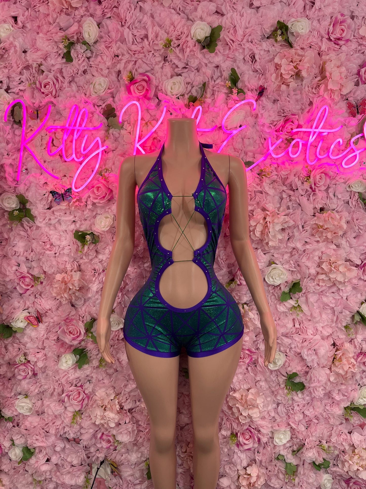 One Piece Bodysuit Purple/Green Dancewear Bottlegirl Outfit Clubwear