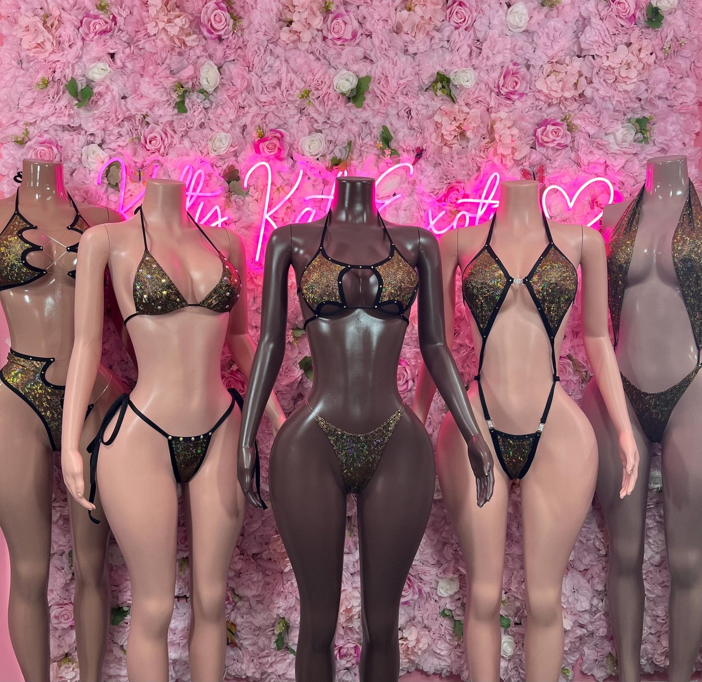 One Piece Gold Metallic Bikini Bottlegirl Set Dancewear Festival Wear