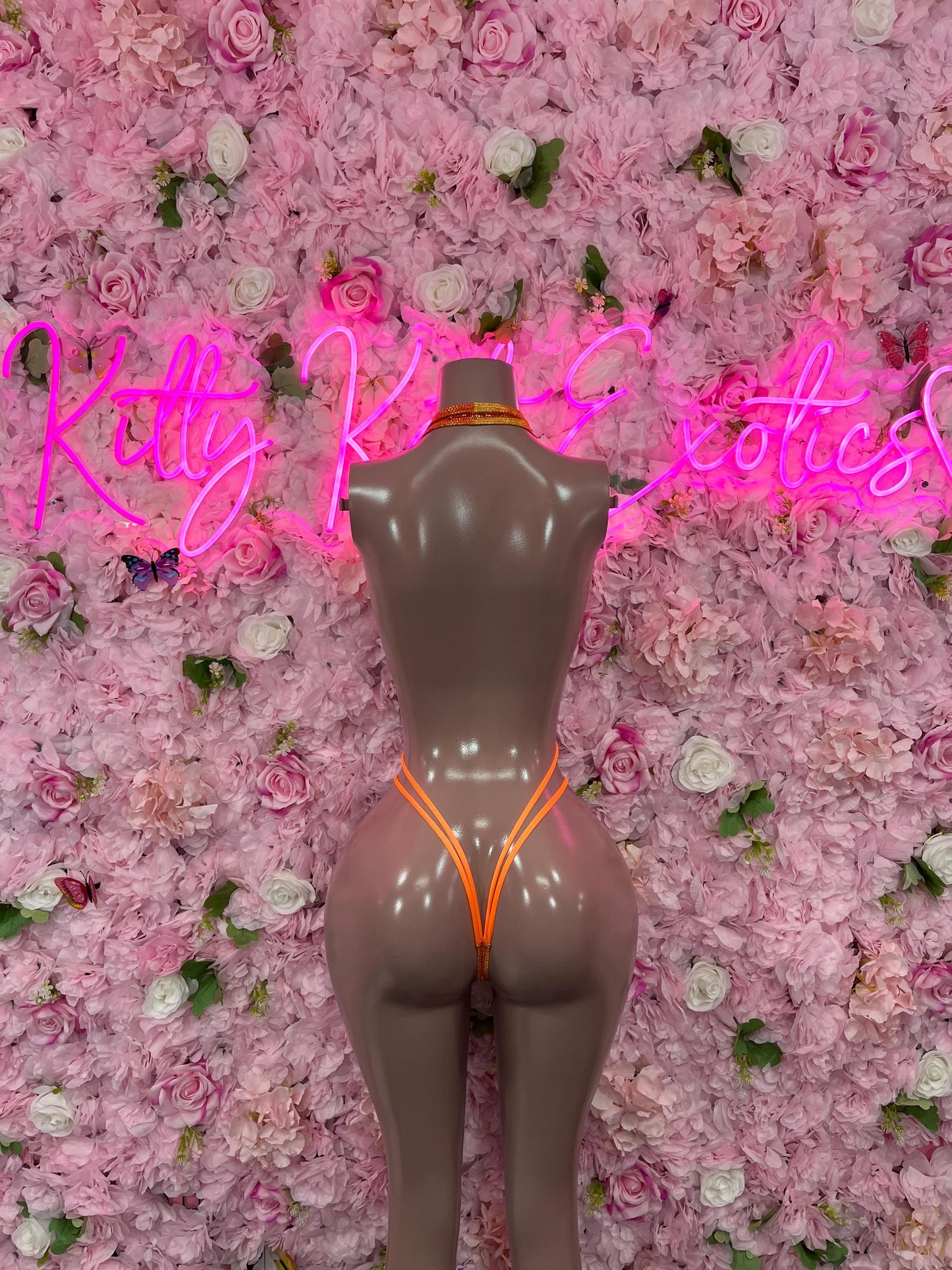 One Piece Slingshot Orange Metallic Bikini Bottlegirl Set Dancewear Festival Wear