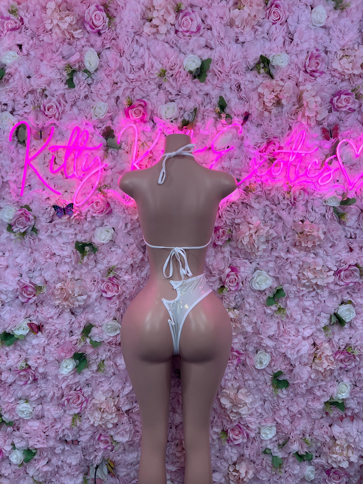 Two Piece White Metallic Bikini Bottlegirl Bartender Outfit Festivalwear