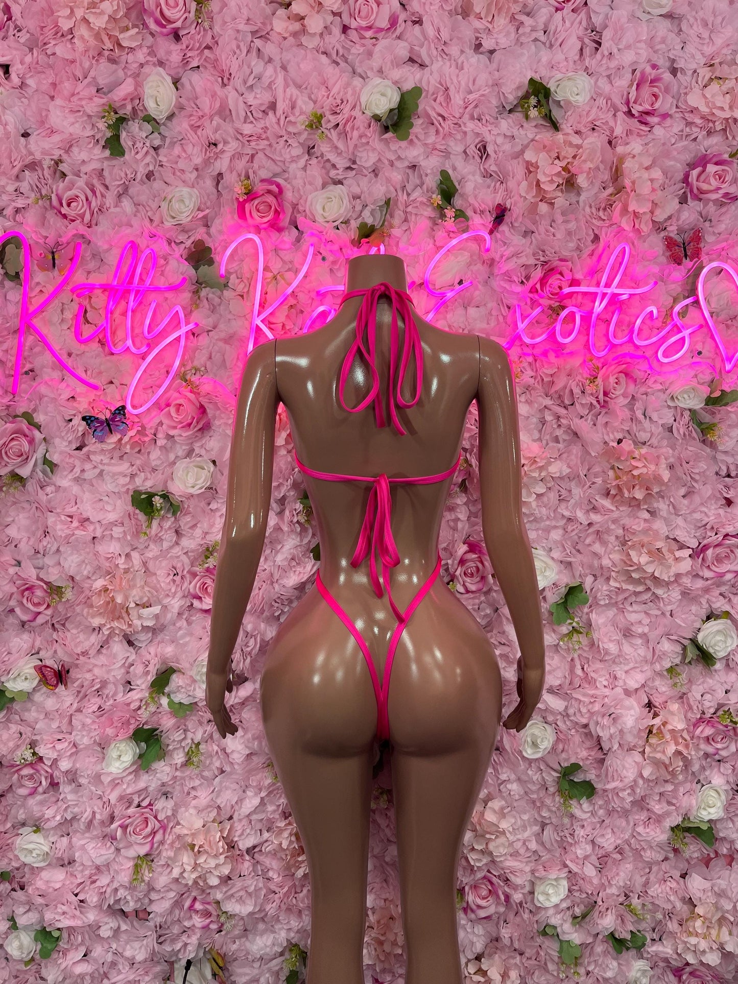 One Piece Slingshot Pink Metallic Bikini Bottlegirl Bartender Outfit Festivalwear
