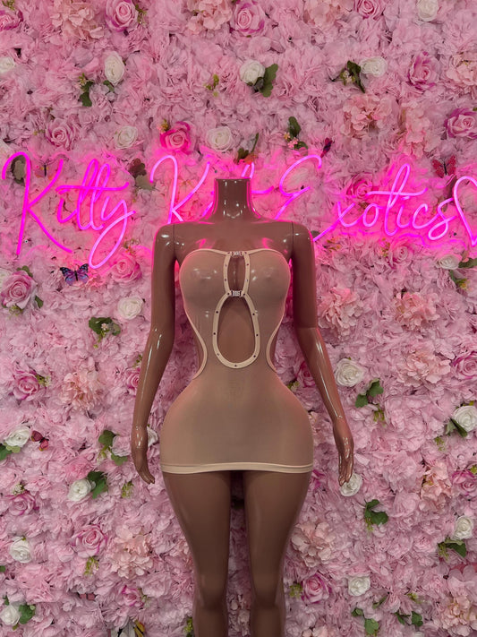 Nude Dress Mesh - Exotic Dancewear  Elegant and Sexy Evening Dress for Performers, Events, or Special Occasions Womens Clothing