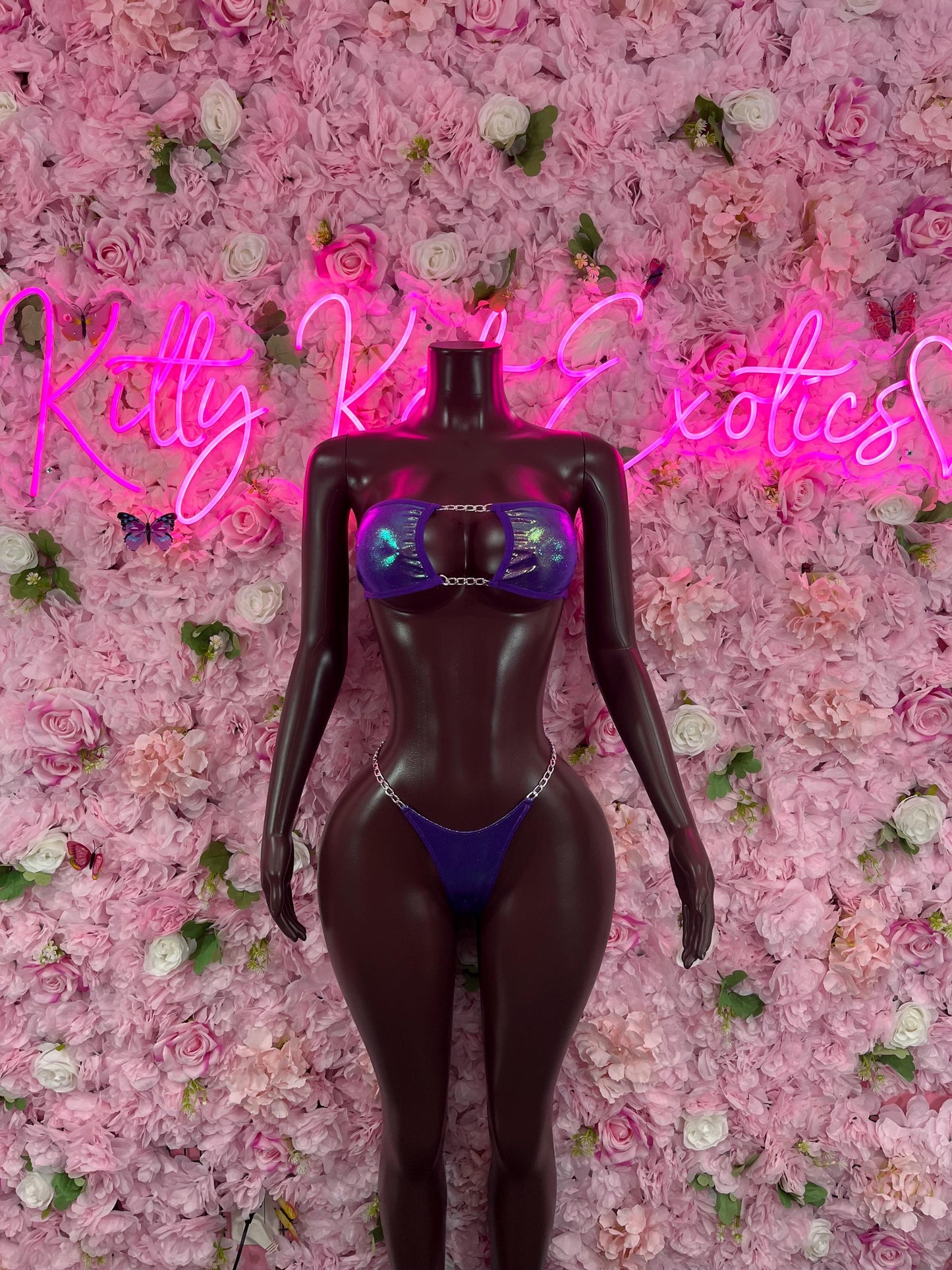 Two Piece Bikini Purple Metallic Swimwear Beachwear Bottlegirl Outfit