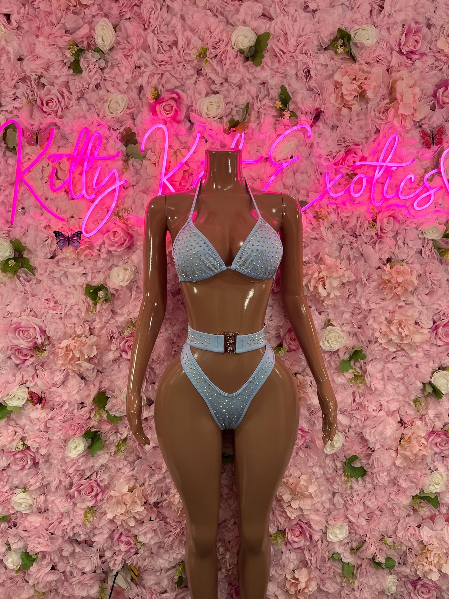 One Piece Bodysuit Baby Blue Exotic Dancewear Performance Wear Stripper wear