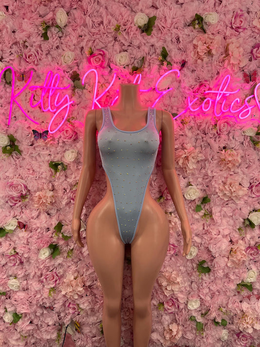 Exotic DancewearOne Piece Bodysuit Baby Blue Exotic Dancewear Performance Wear Stripper wear
