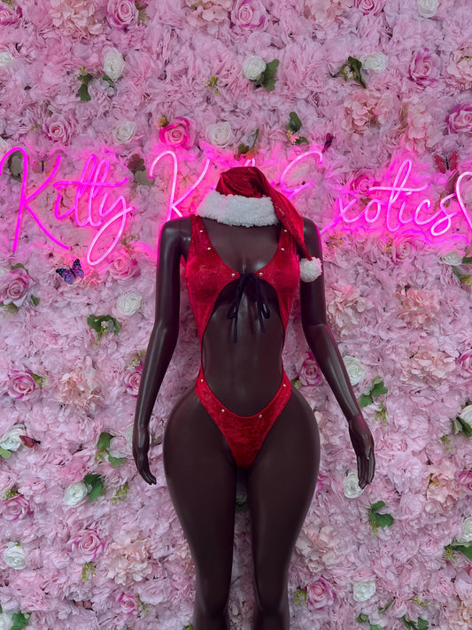 Naughty Santa Sexy Santa Christmas Costume - One Piece Holiday Outfit - Festive Womens Christmas Lingerie - Hat Included Christmas