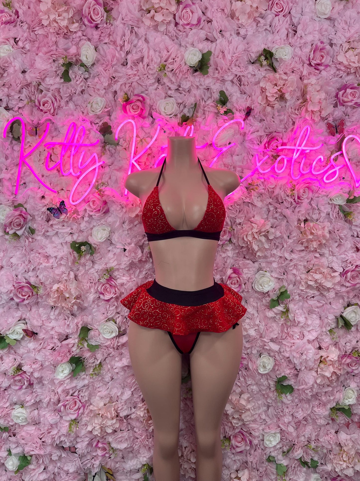 Sexy Santa Christmas Costume - Two Piece Skirt Holiday Outfit - Festive Womens Christmas Lingerie