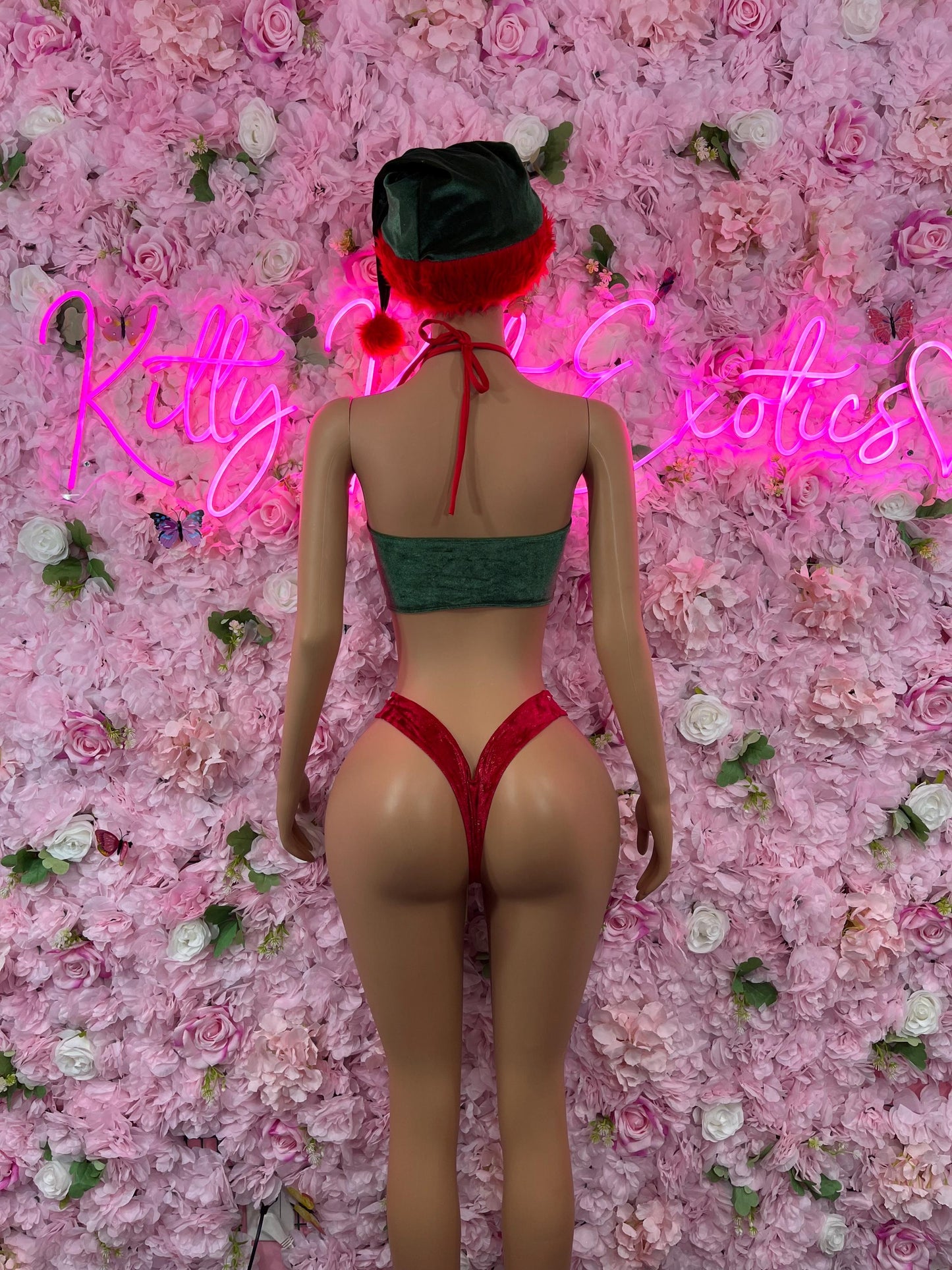 Sexy Santa Christmas Costume - Two Piece Holiday Outfit - Festive Womens Christmas Lingerie -Hat Included