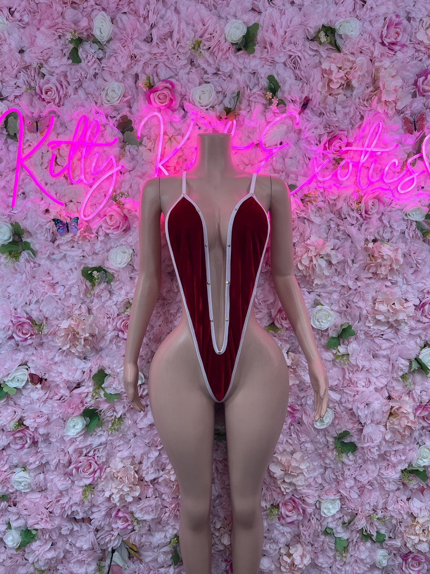 Sexy Santa Christmas Costume - One Piece Holiday Outfit - Festive Womens Christmas Lingerie Christmas