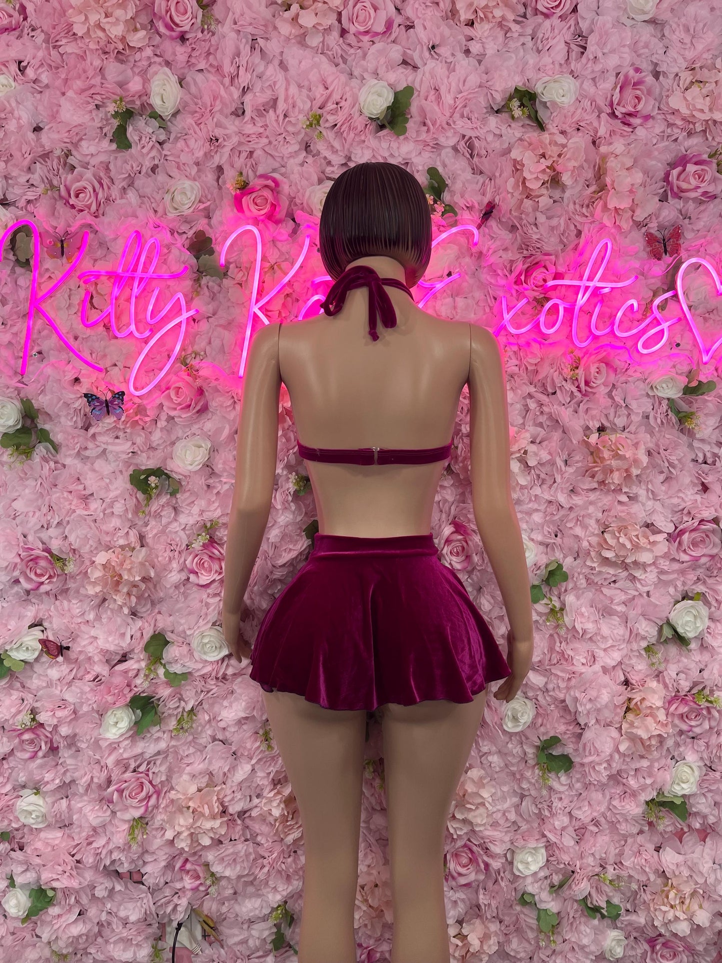 Valentines Day Sexy Santa Christmas Costume - Two Piece Velvet Skirt Holiday Outfit - Festive Womens Christmas Lingerie Christmas