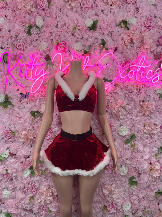 Sexy Santa Christmas Costume - Two Piece Holiday Outfit - Festive Womens Christmas Lingerie Christmas
