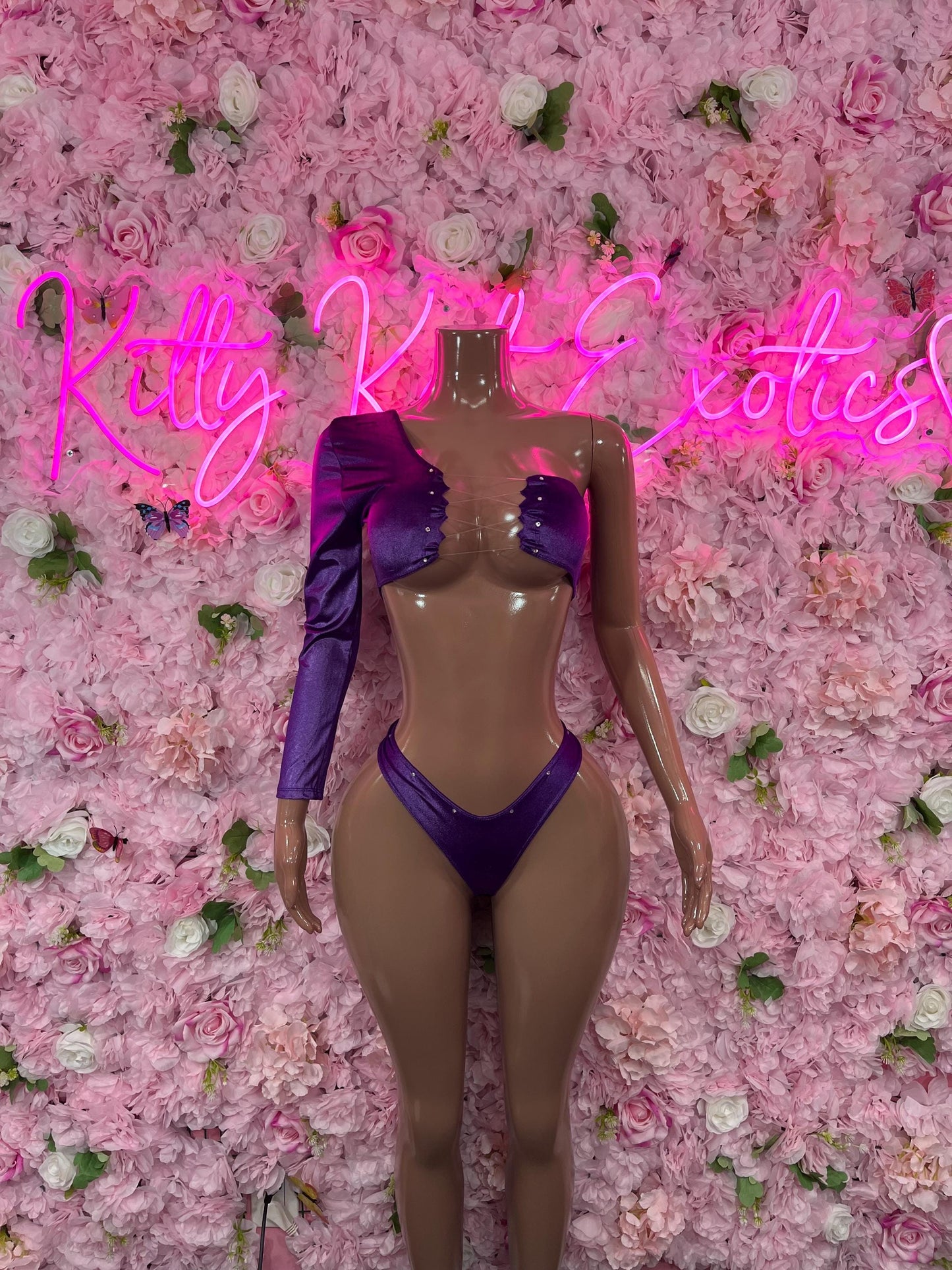 Two Piece Purple Exotic Dancewear Bottlegirl Fedtival wear Bartender Outfit