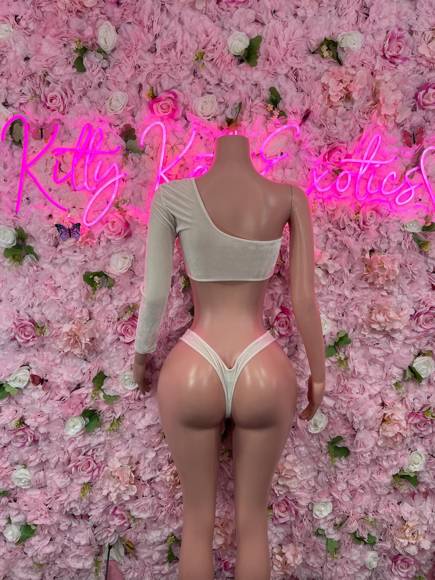 Two Piece One Sleeved Nude Exotic Dancewear Bottlegirl Fedtival wear Bartender Outfit