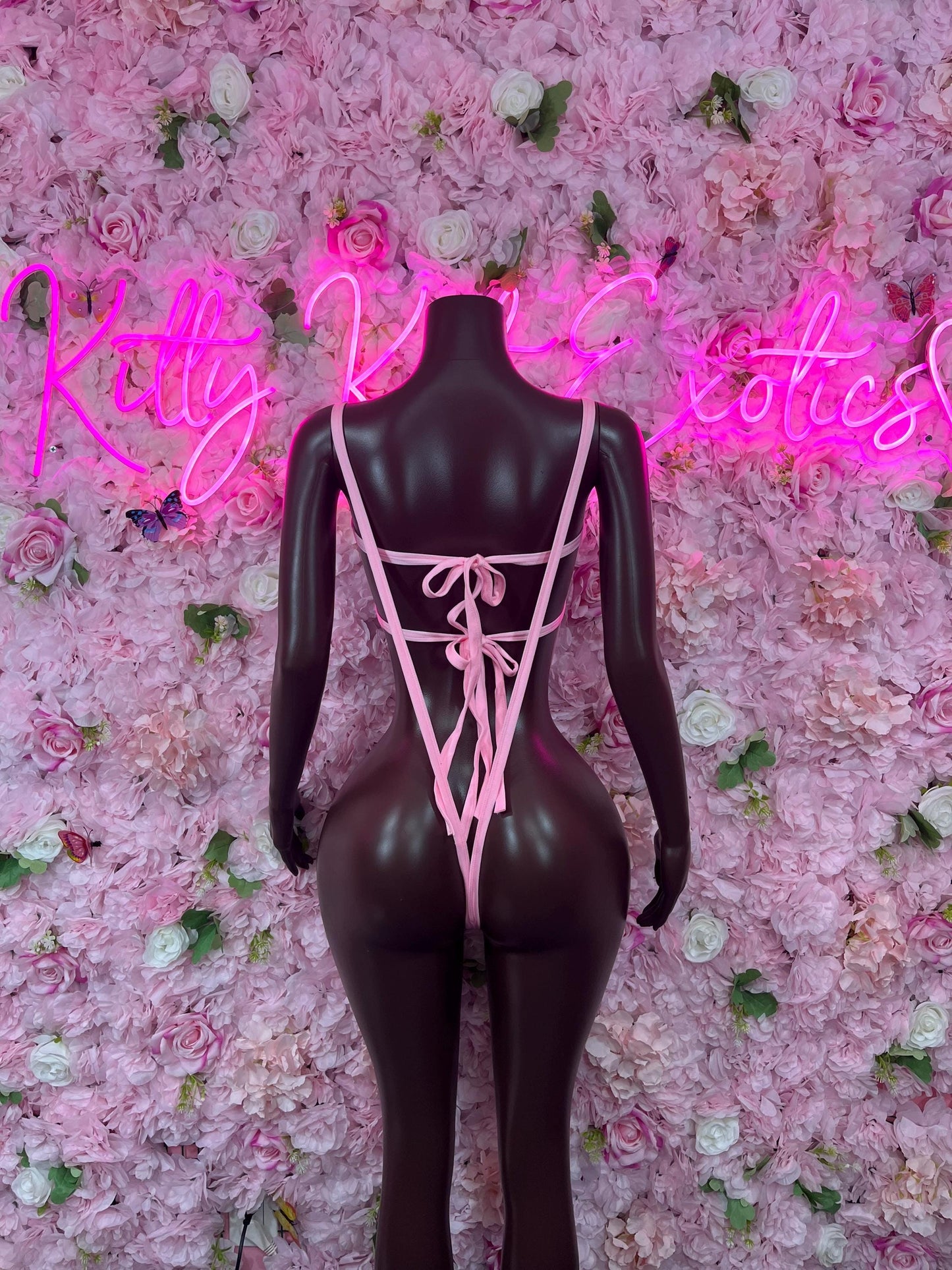Exotic Dancewear One Piece Pink Slingshot Bikini Bottlegirl Bartender Outfit Festivalwear
