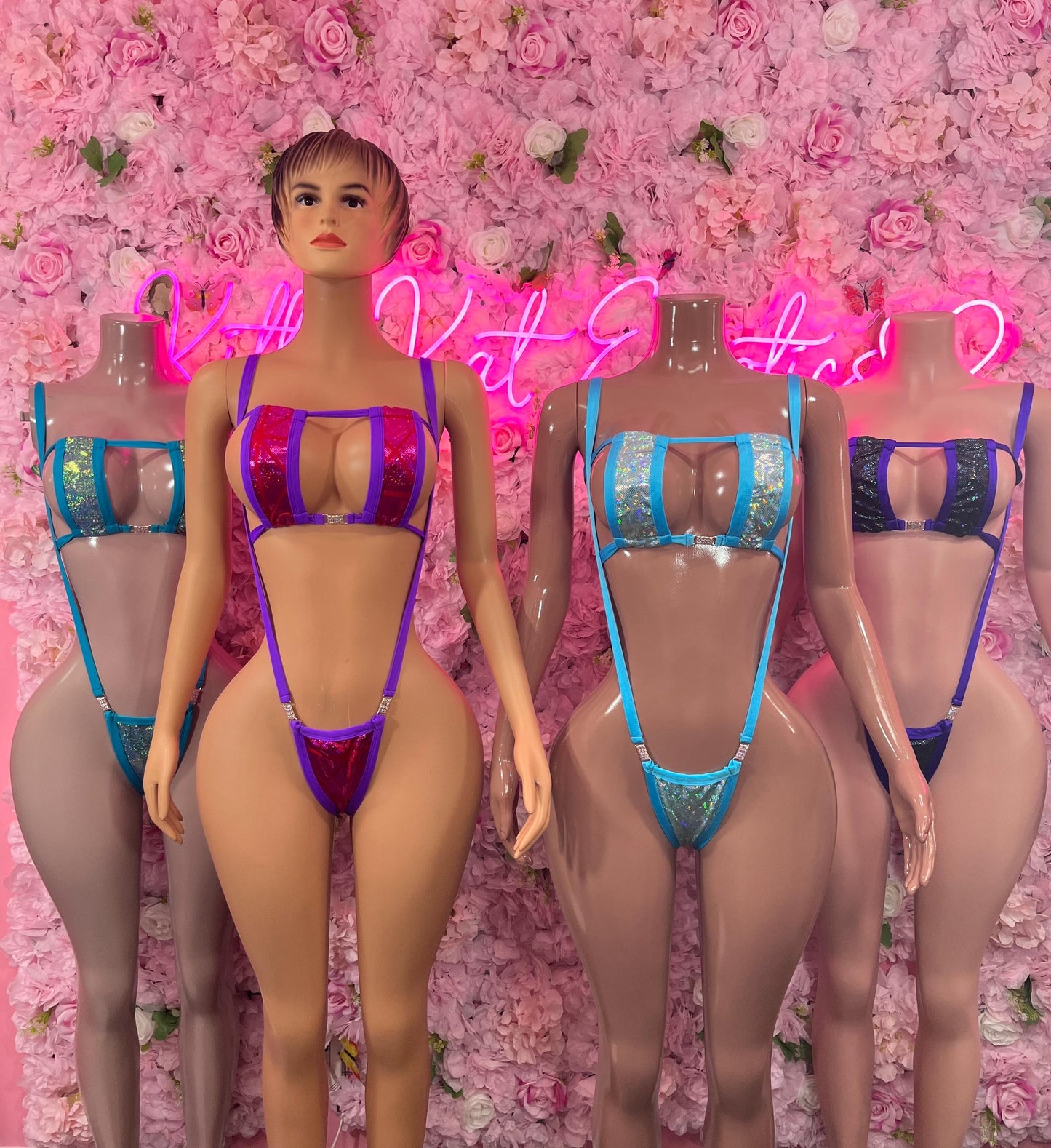 One Piece Baby Blue Slingshot Bikini Bottlegirl Bartender Outfit Festivalwear