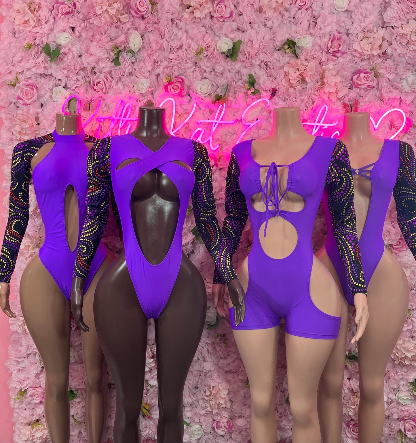 Bottle girl One Piece Purple Bodysuit Bartender Outfit Startender