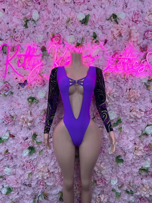 Bottle girl One Piece Purple Bodysuit Bartender Outfit Startender