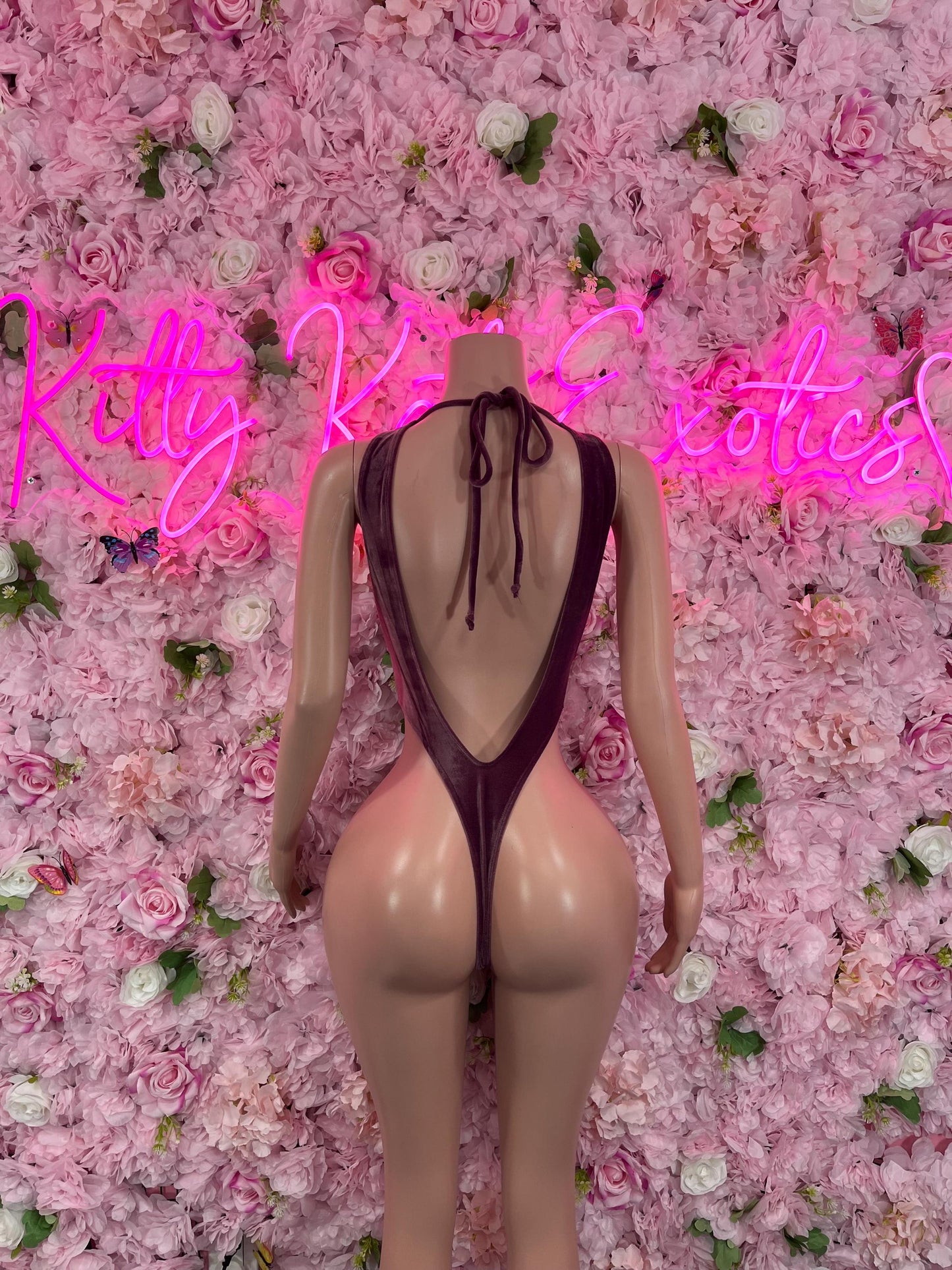 Exotic DancewearOne Piece Velvet Plum Dancewear Bottlegirl Outfit Clubwear