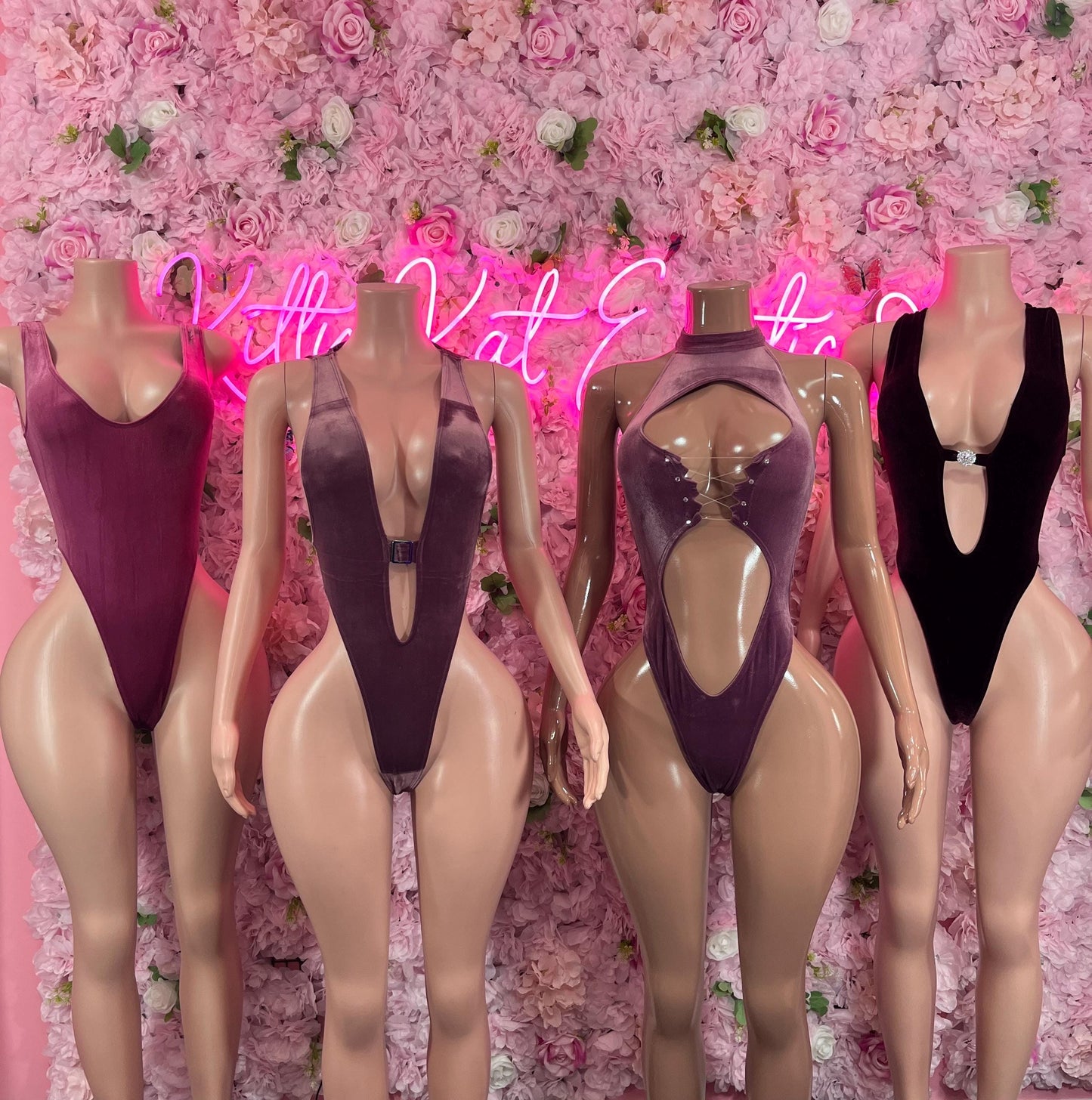 Exotic DancewearOne Piece Velvet Plum Dancewear Bottlegirl Outfit Clubwear