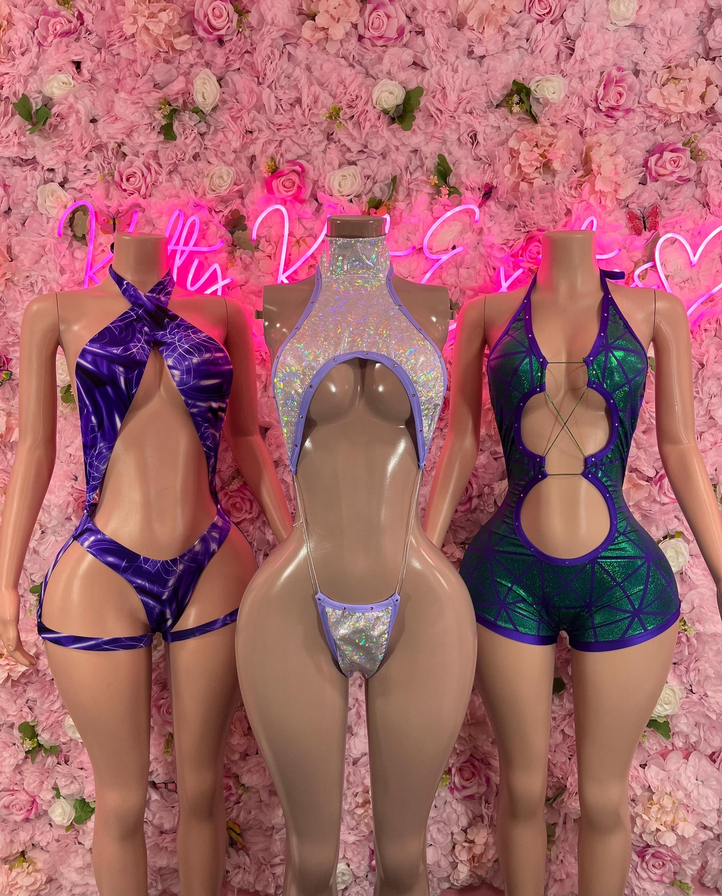 One Piece Bodysuit Purple/Green Dancewear Bottlegirl Outfit Clubwear