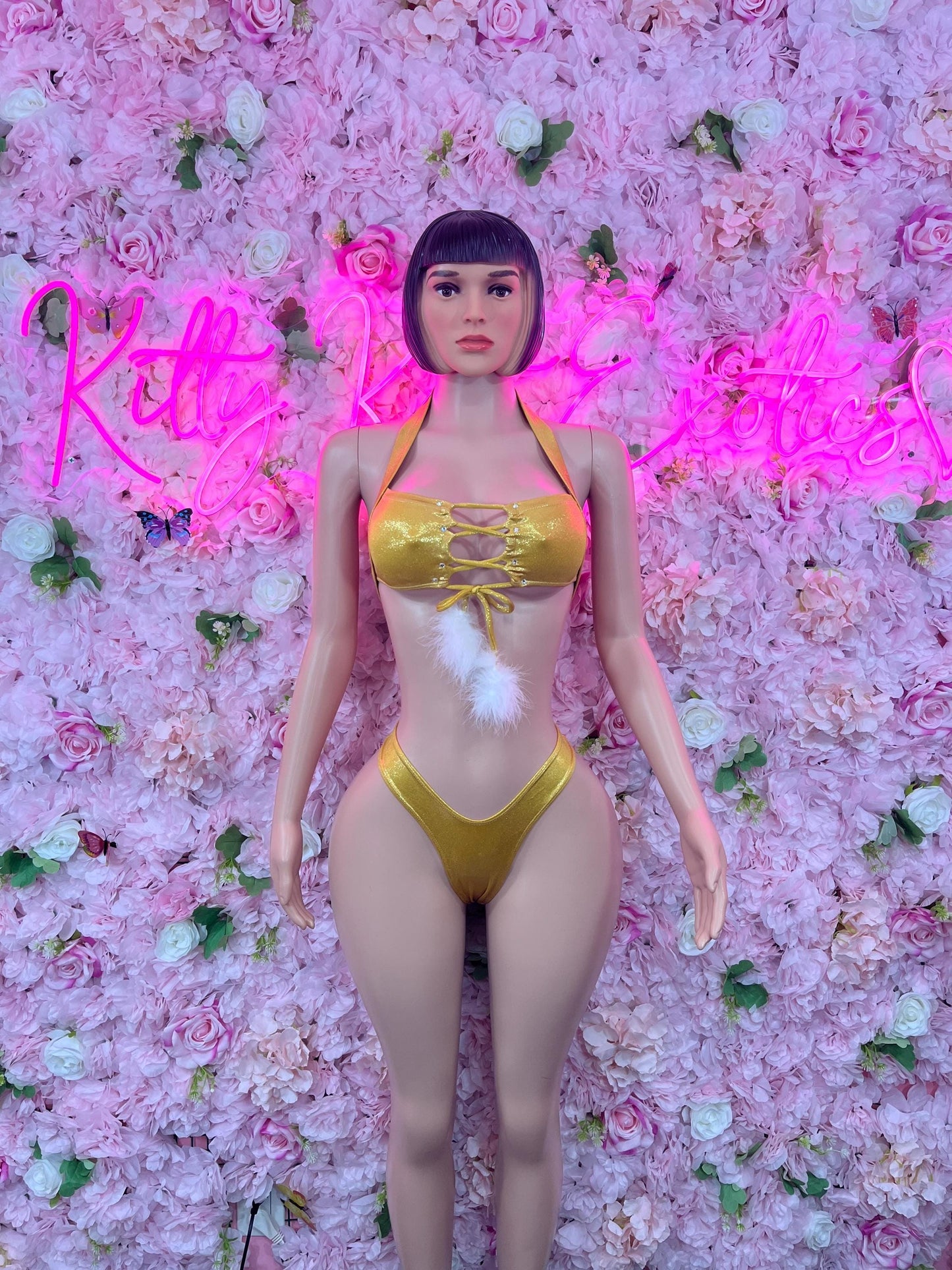 Naughty Santa Sexy Santa Christmas Costume - Two Piece Gold Holiday Outfit - Festive Womens Christmas Lingerie Christmas