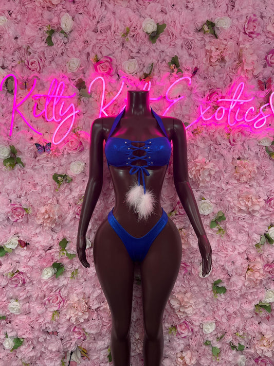 Naughty Santa Sexy Santa Christmas Costume - Two Piece Blue Holiday Outfit - Festive Womens Christmas Lingerie Christmas