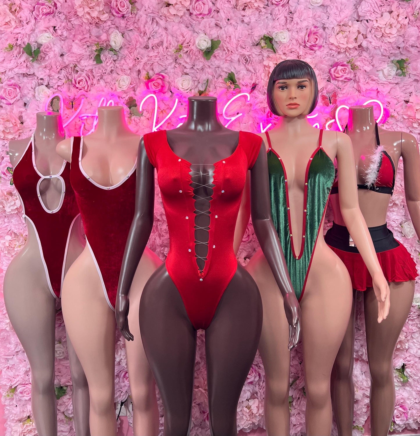 Sexy Santa Christmas Costume - One Piece Slingshot Holiday Outfit - Festive Womens Christmas Lingerie Christmas
