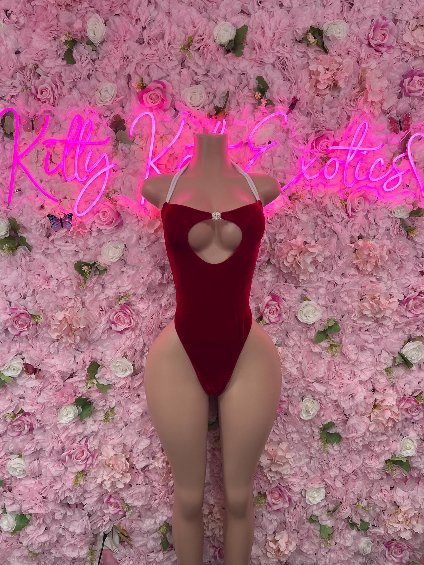 Sexy Santa Christmas Costume - One Piece Red  Holiday Outfit - Festive Womens Christmas Lingerie Christmas