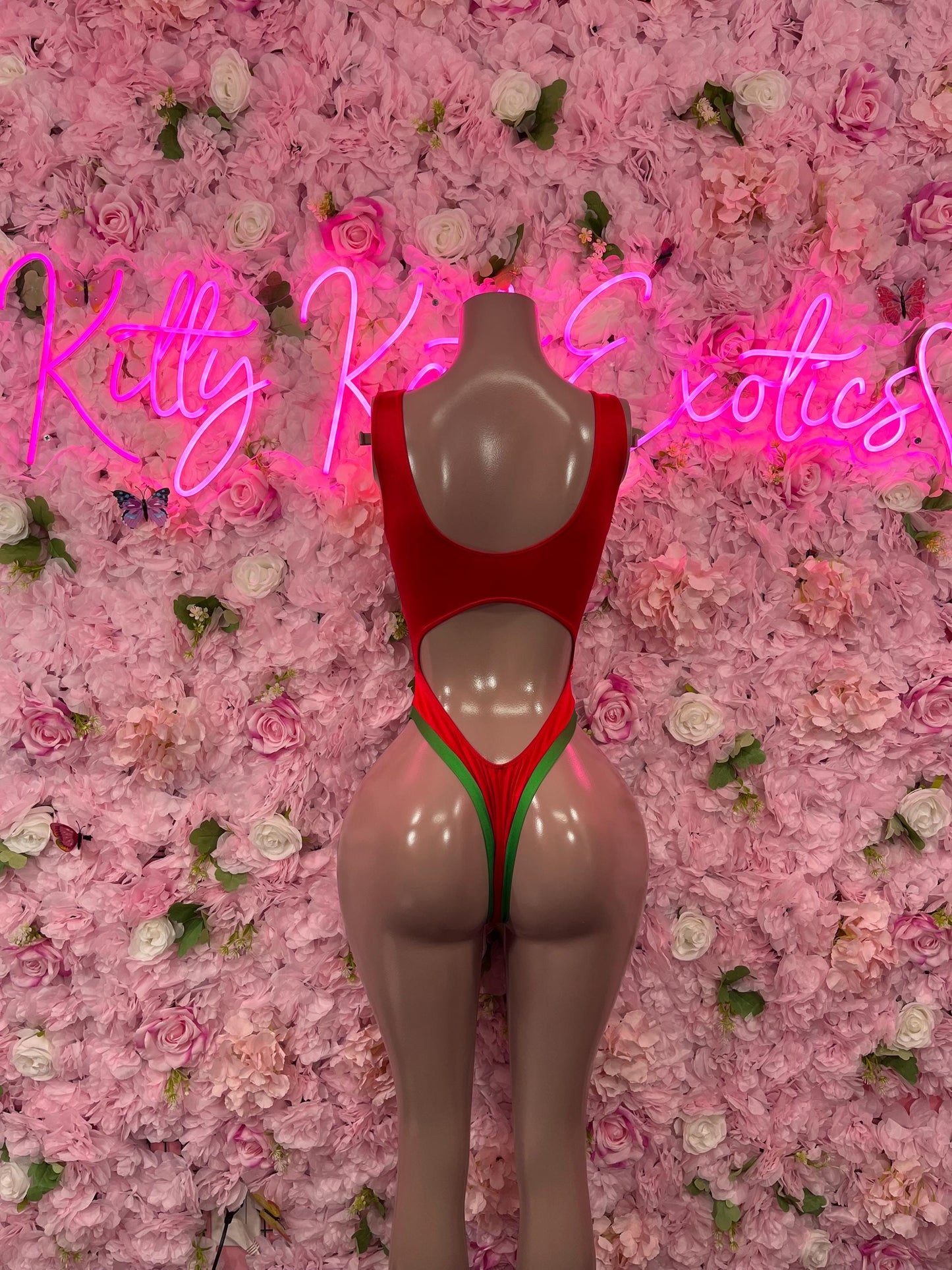 Sexy Santa Christmas Costume - One Piece Red  Holiday Outfit - Festive Womens Christmas Lingerie Christmas