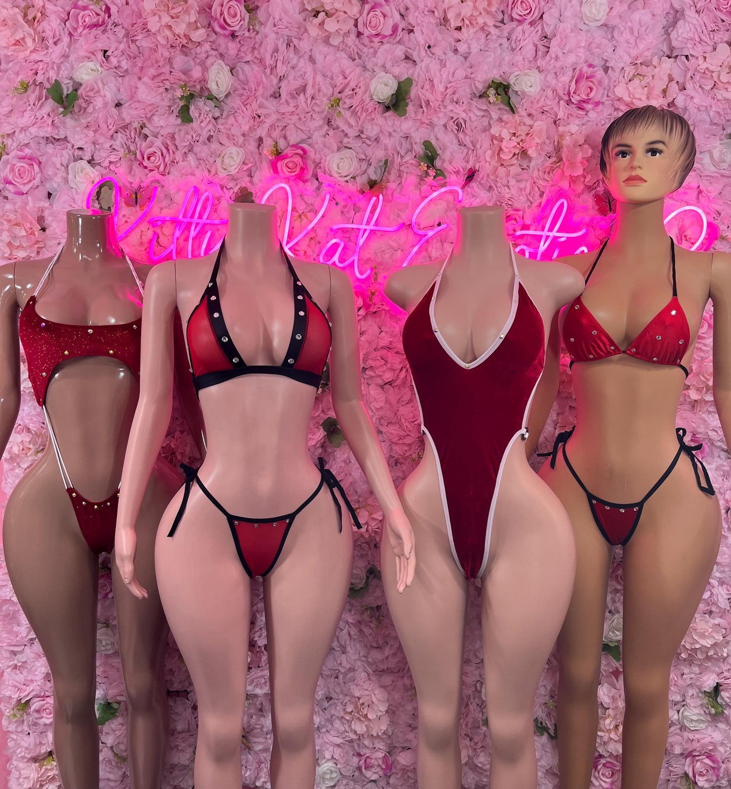 Sexy Santa Christmas Costume - One Piece Red Holiday Outfit - Festive Womens Christmas Lingerie Christmas