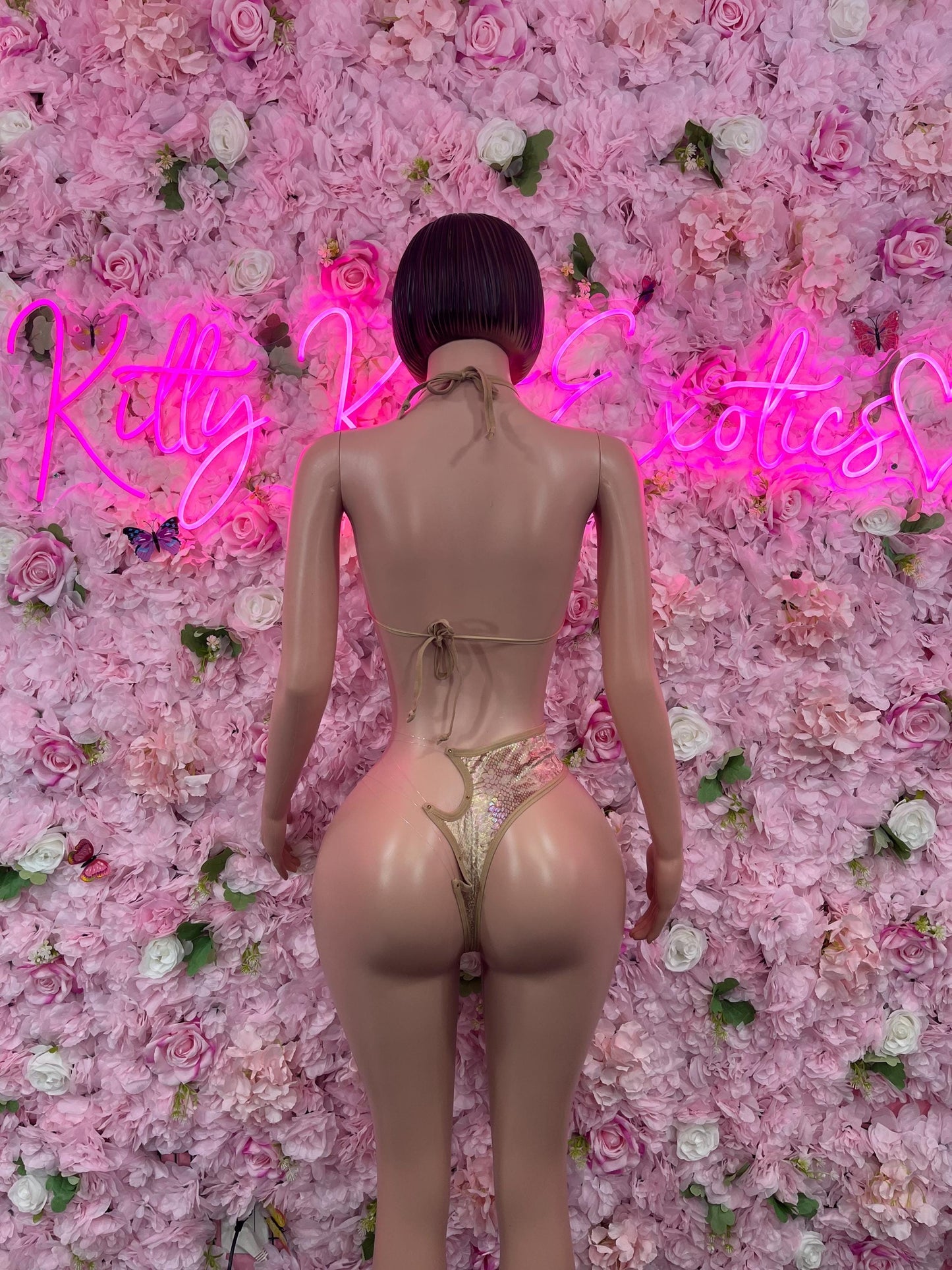 Two Piece Gold Metallic Bikini Bottlegirl Set Dancewear Festival Wear