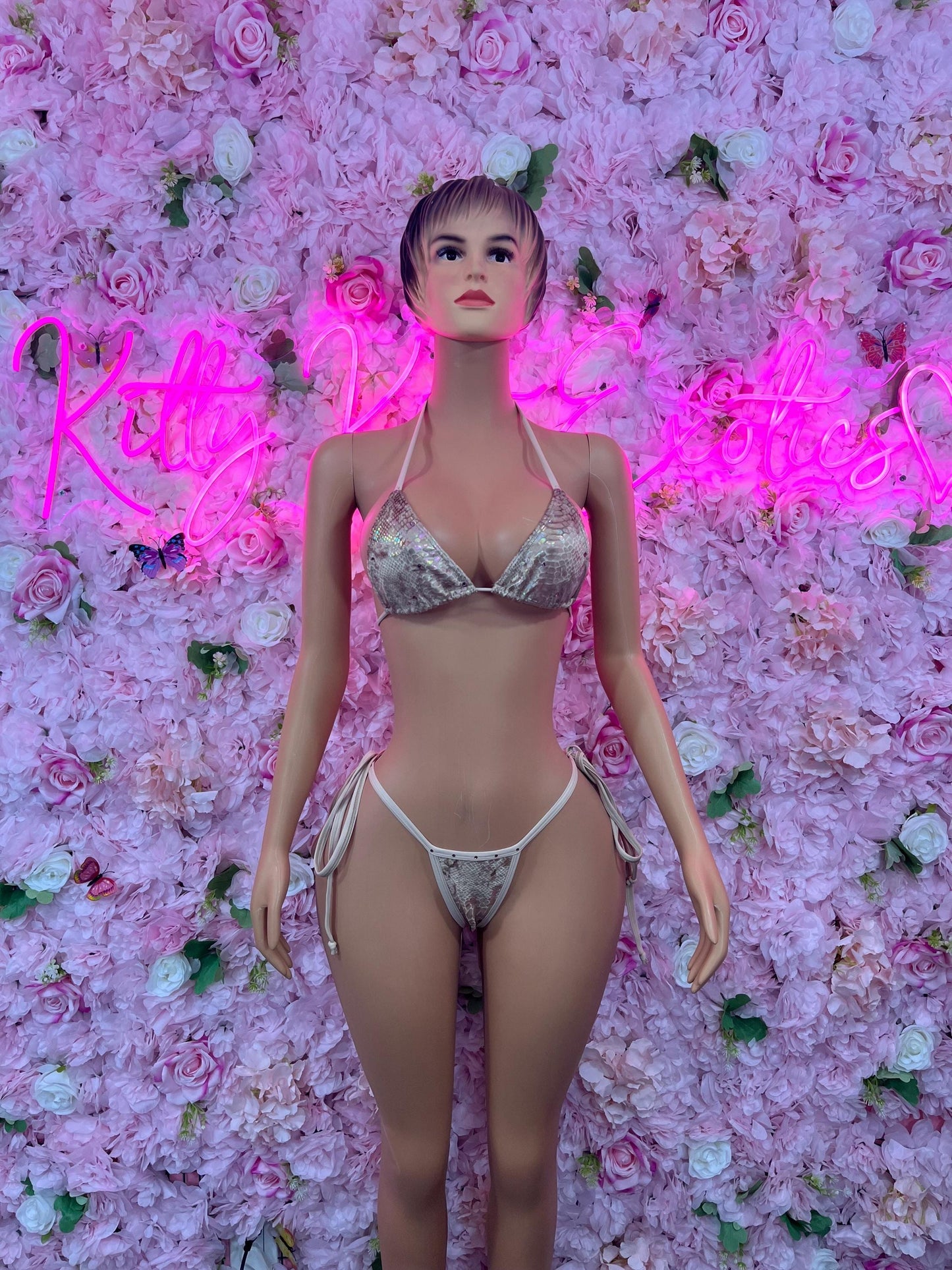 Two Piece Gold  Metallic Bikini Bottlegirl Set Dancewear Festival Wear