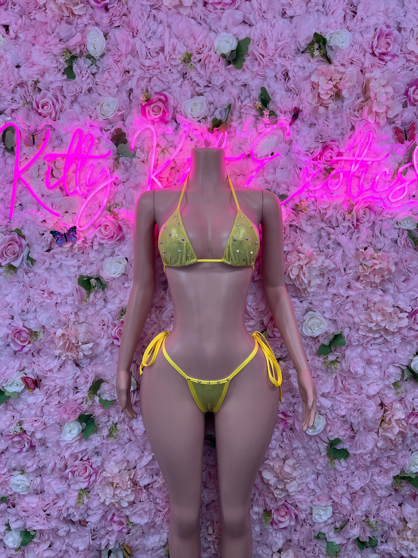 Two Piece Gold Metallic Bikini Bottlegirl Set Dancewear Festival Wear