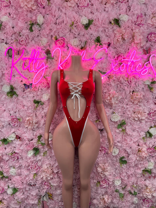 Sexy Santa Christmas Costume - One Piece  Holiday Outfit - Festive Womens Christmas Lingerie Christmas