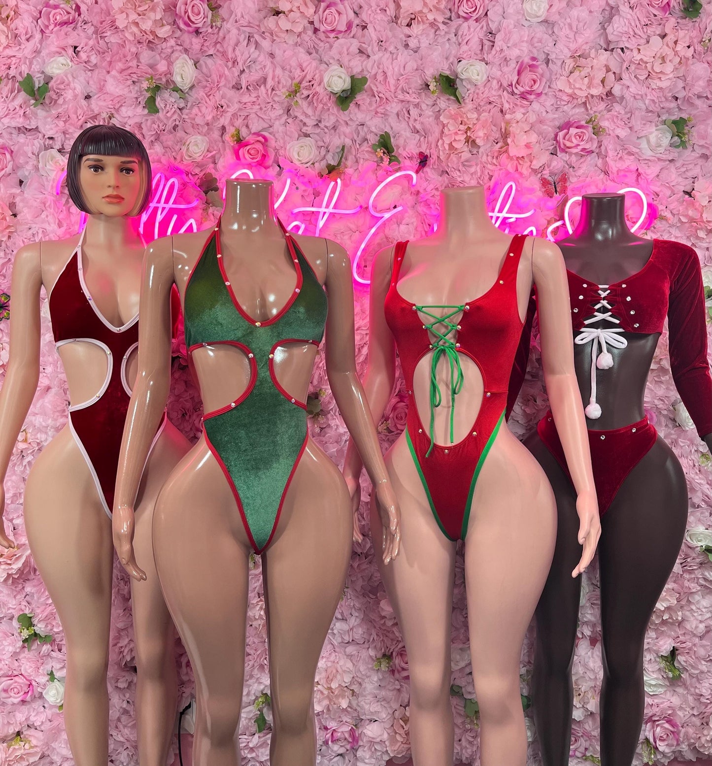 Sexy Santa Christmas Costume - One Piece  Holiday Outfit - Festive Womens Christmas Lingerie Christmas