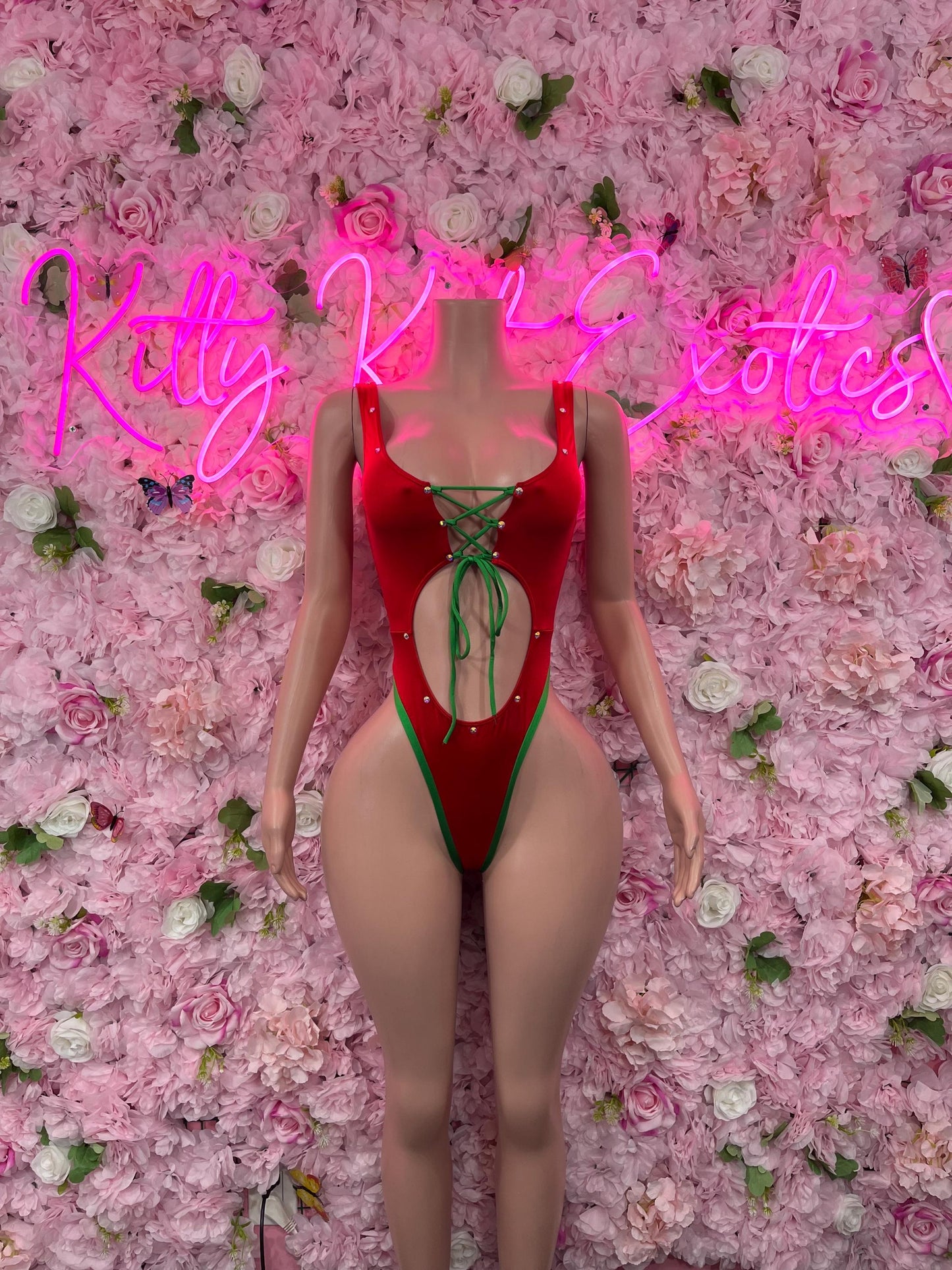 Sexy Santa Christmas Costume - One Piece  Holiday Outfit - Festive Womens Christmas Lingerie Christmas