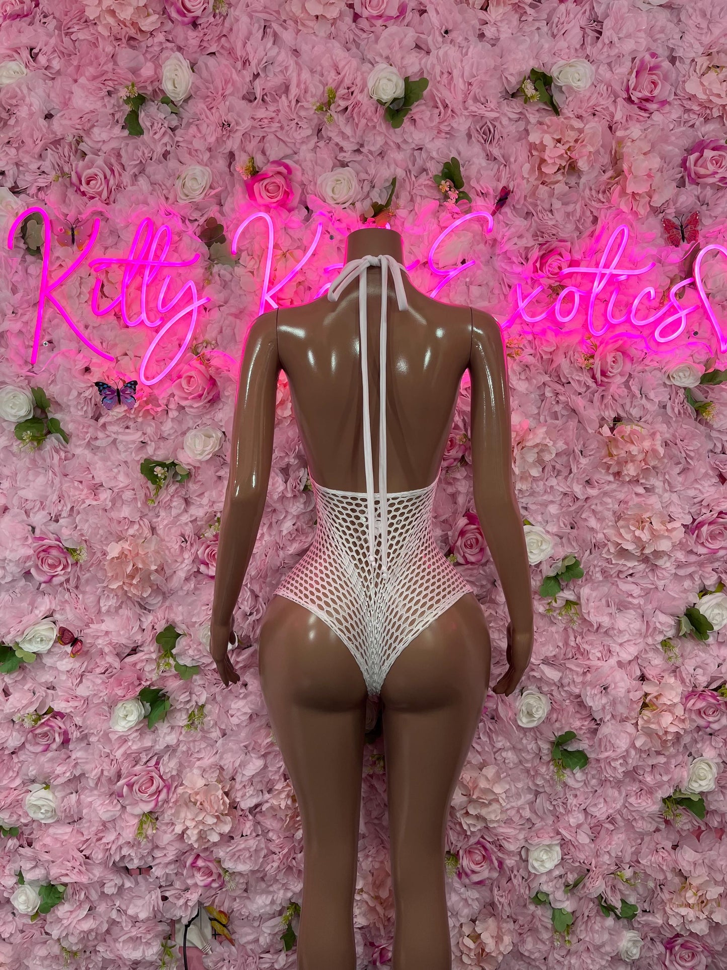 One-Piece White Fishnet Bodysuit  Dancewear Festival Wear Ravewear Festive