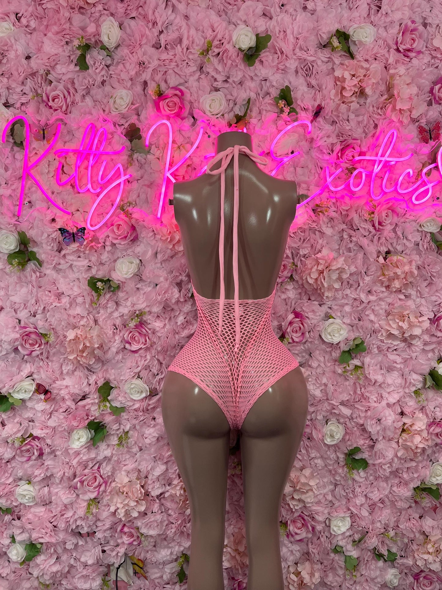 One-Piece Pink Fishnet Bodysuit  Dancewear Festival Wear Ravewear Festive