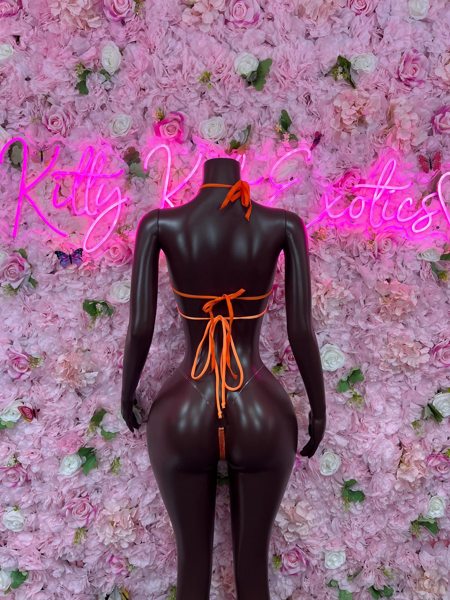 Two Piece Orange Metallic Bikini Bottlegirl Set Dancewear Festival Wear