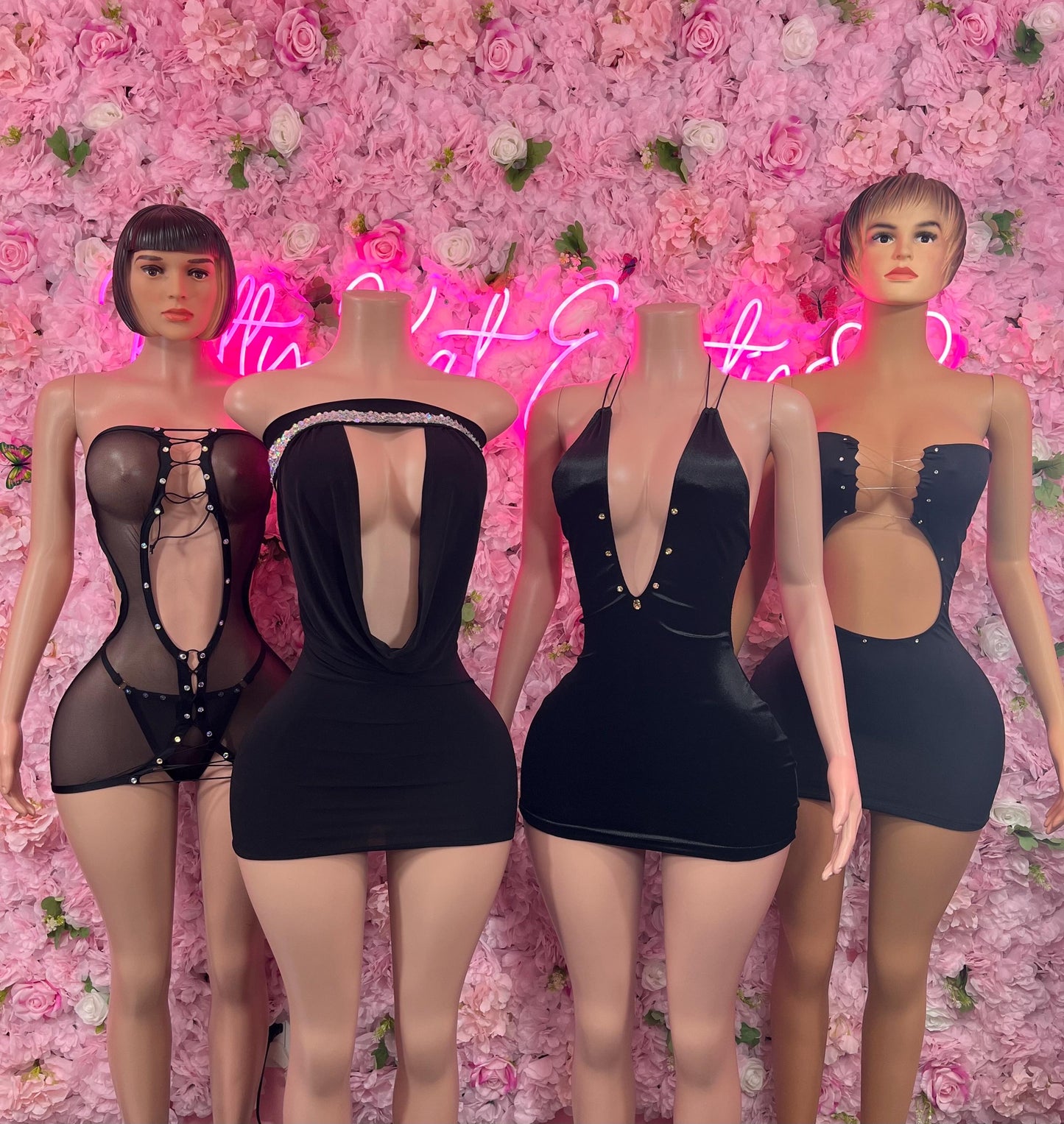 Black Dress With Thong  - Exotic Dancewear  Elegant and Sexy Evening Dress for Performers, Events, or Special Occasions Womens Clothing