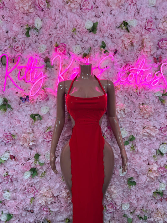 Valentines Day Exotic Dancewear Gown Red  Soft and Elegant Party, Evening, or Casual Wear | Luxurious Women's Fashion