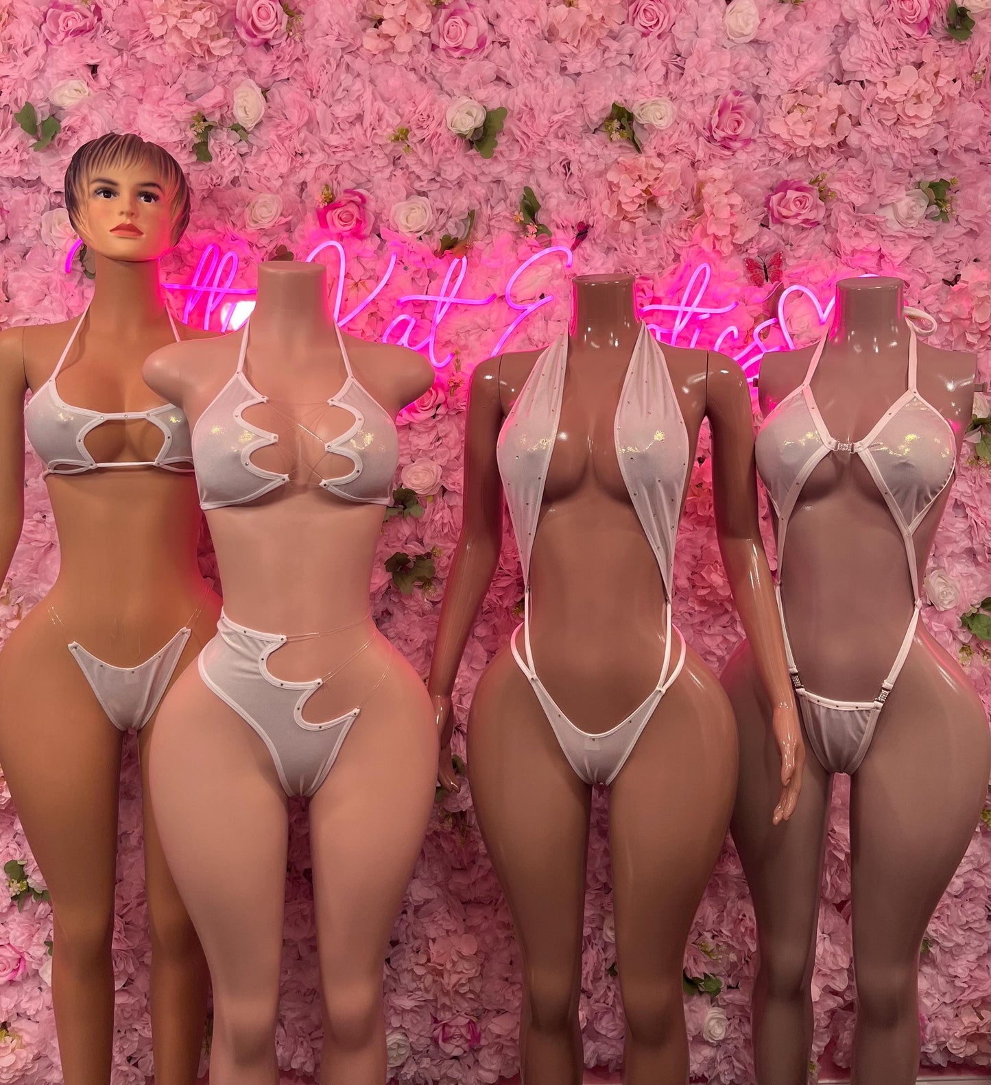 Two Piece White Metallic Bikini Bottlegirl Bartender Outfit Festivalwear