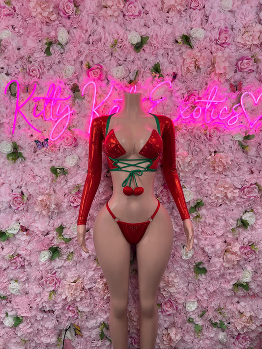 Sexy Santa Christmas Costume -   Two Piece Holiday Outfit - Festive Womens Christmas Lingerie