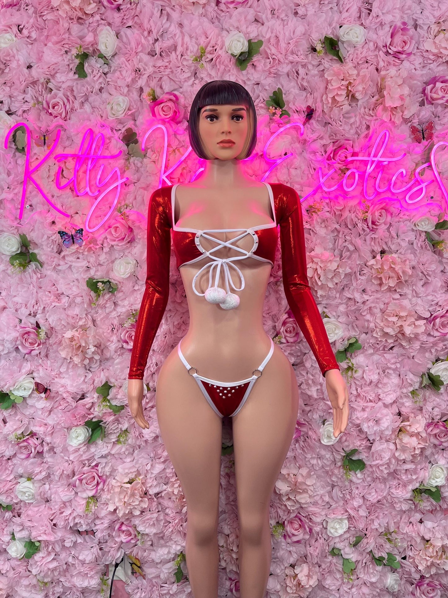 Sexy Santa Christmas Costume - Two Piece  Holiday Outfit - Festive Womens Christmas Lingerie