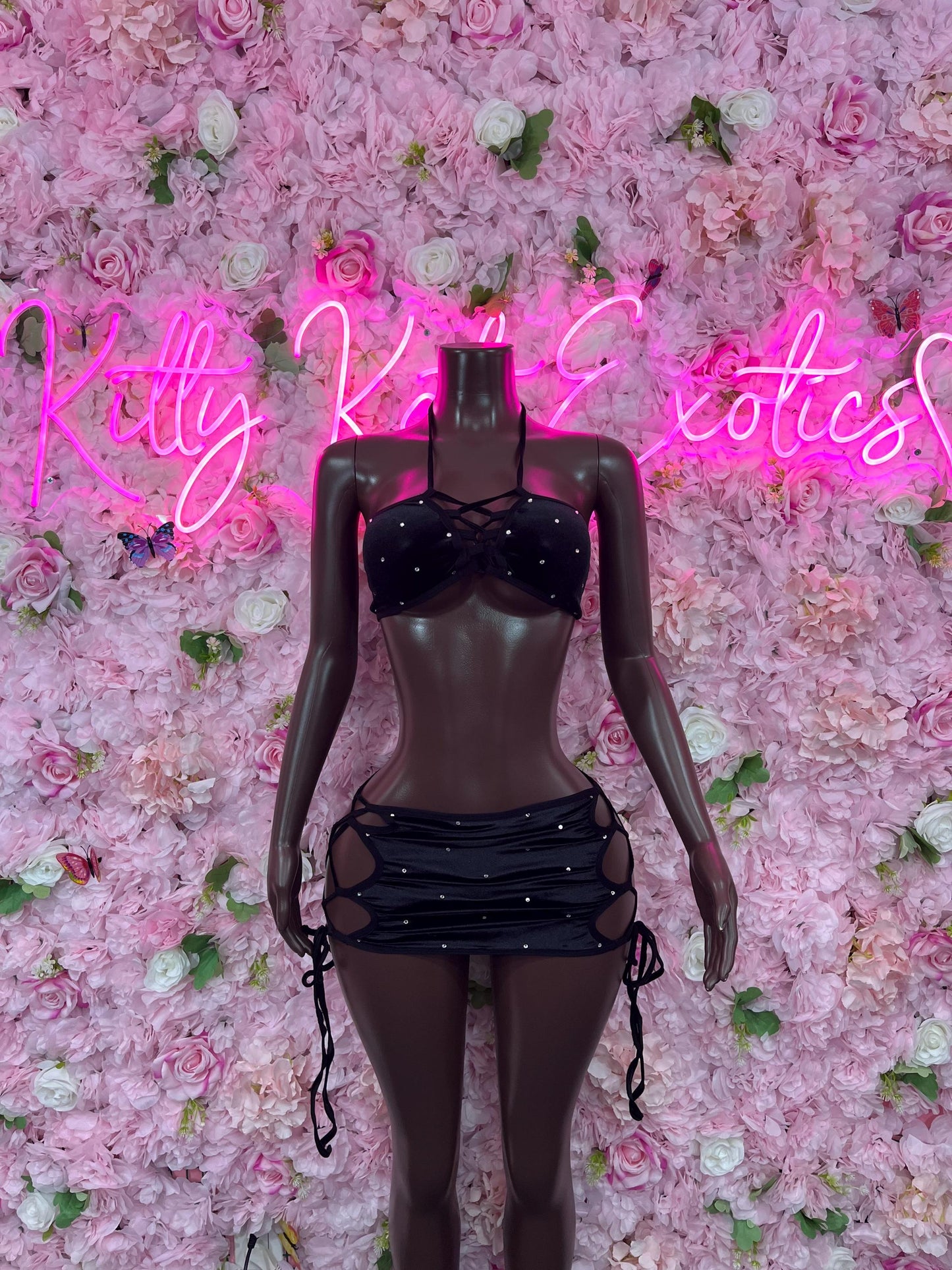 Two Piece Skirt Black - Exotic Dancewear  Elegant and Sexy Evening Dress for Performers, Events, or Special Occasions