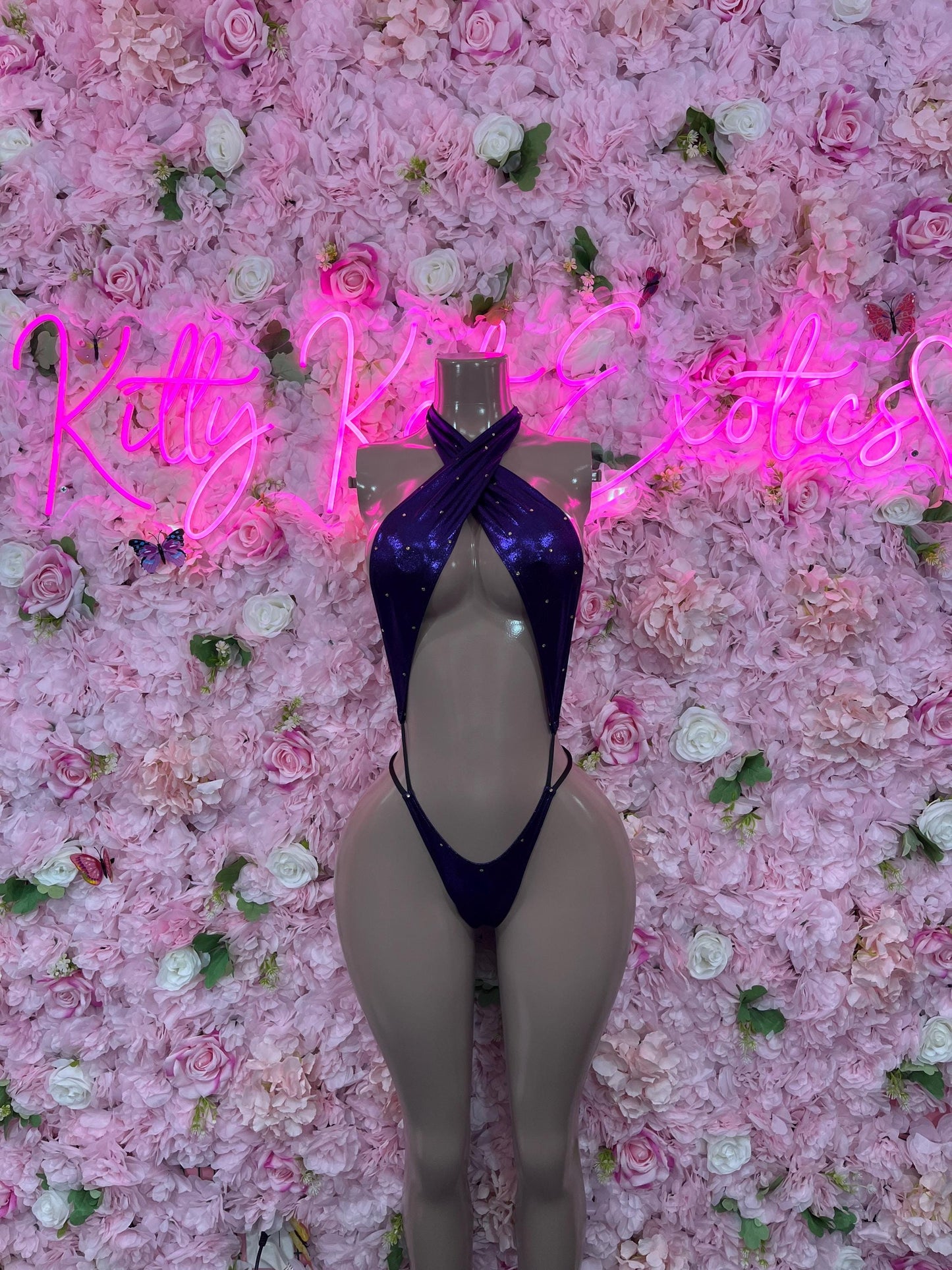 Two Piece Purple Metallic Bikini Bottlegirl Bartender Outfit Festivalwear